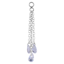 Load image into Gallery viewer, Surgical steel charm with three chains and three floating cubic zirconia stones 30mm in length 
