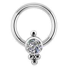 Load image into Gallery viewer, Titanium ASTM-136 disc closure ring with a white premium zirconia ornate cluster captive disc

