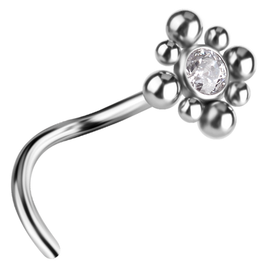 Titanium ASTM F-136 Square ornate design with a white premium zirconia stone
