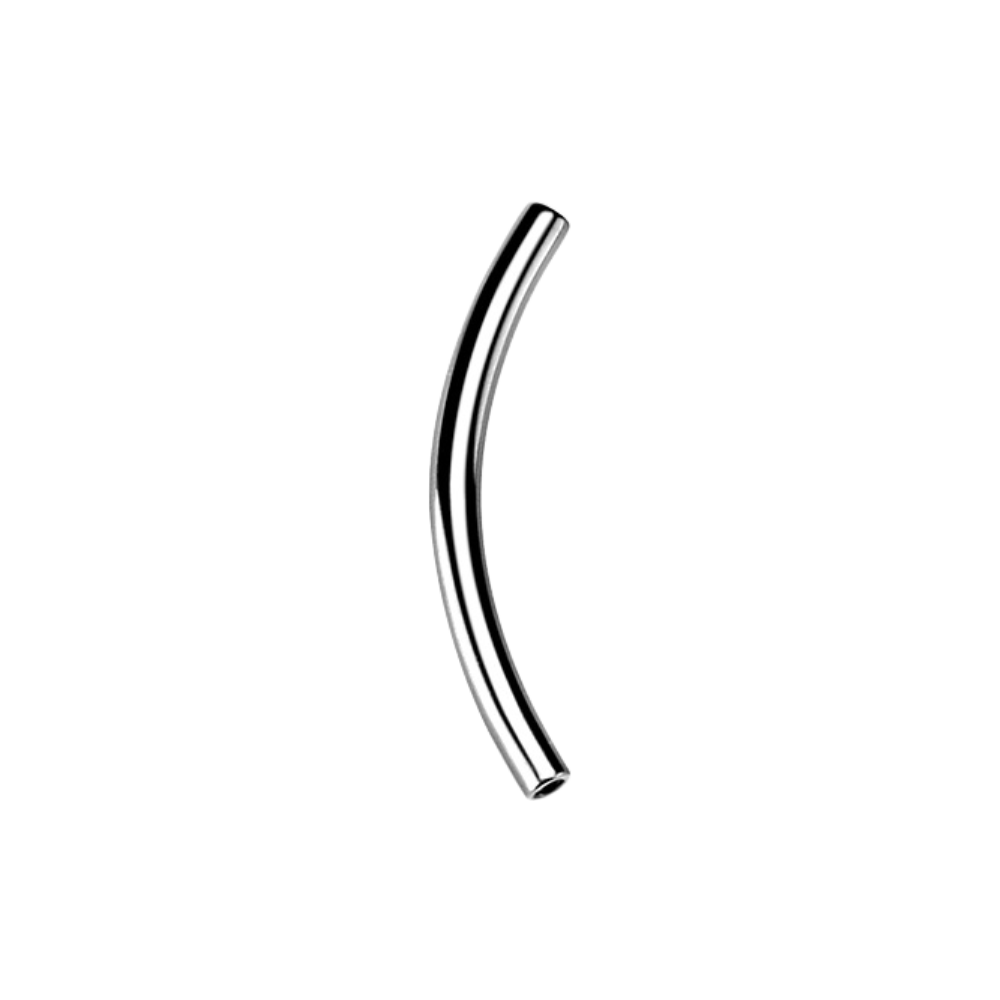titanium internally threaded curved microbar pin made for two 0.8mm threaded attachments to screw on either side