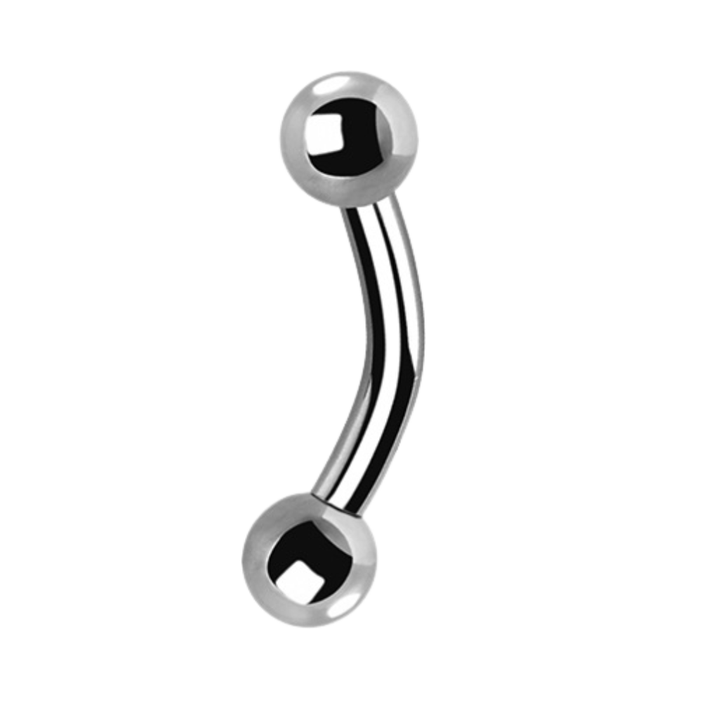 Titanium internally threaded curved microbar with 3mm balls