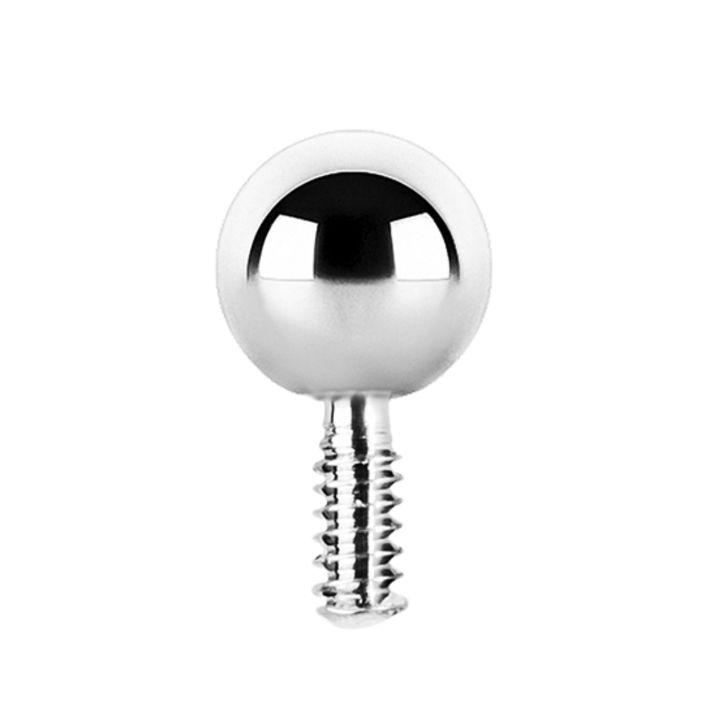 Titanium internally threaded ball attachment made for internally threaded posts with a 0.8mm fitting