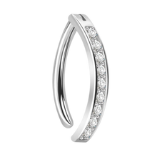 Load image into Gallery viewer, Titanium navel clicker paved with clear cubic zirconia stones
