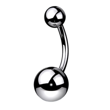 Load image into Gallery viewer, Titanium navel barbell with large balls
