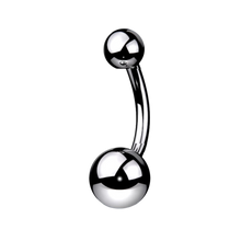 Load image into Gallery viewer, Titanium navel barbell with small balls
