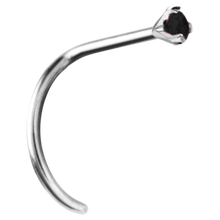 Load image into Gallery viewer, Titanium black prong set nose twirl stud
