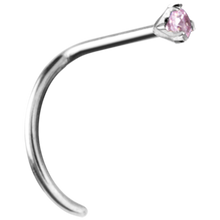 Load image into Gallery viewer, Titanium pink prong set nose twirl stud
