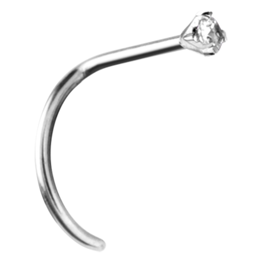 Titanium white prong set nose twirl stud