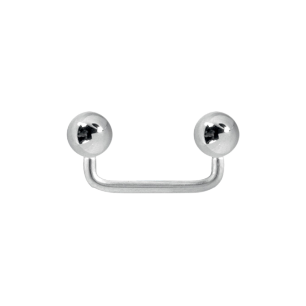 Titanium short u-shaped surface barbell with 2 balls that screw on each end 