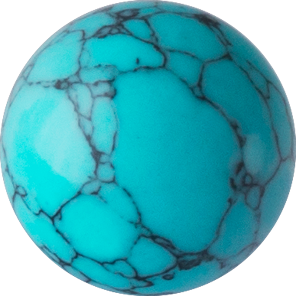 A 4mm turquoise matrix captive ball designed to fit into a BCR (ball closure ring)