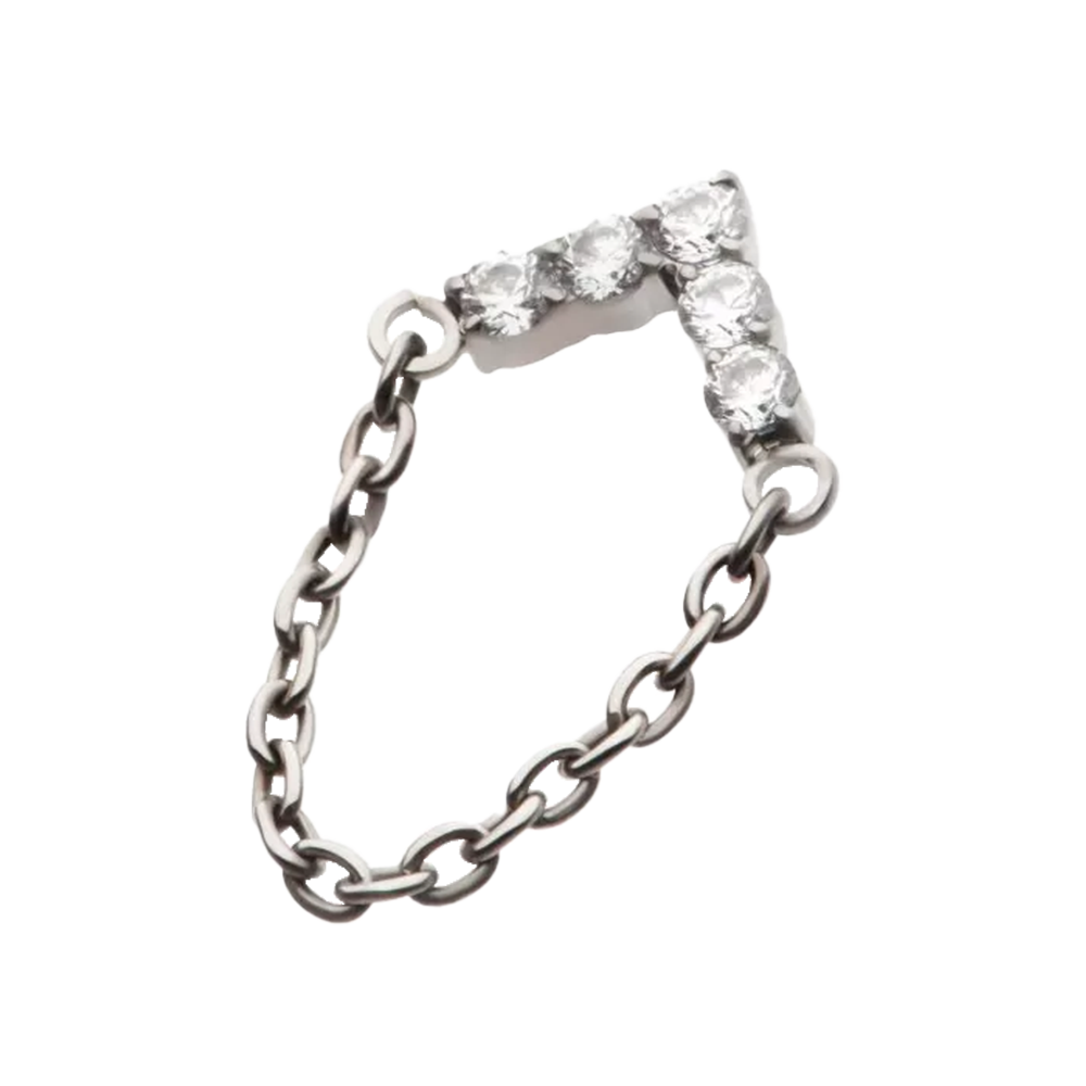 INVICTUS Titanium 5-Cluster Cubic Zirconia Chevron with Single Connecting Chain Threadless Attachment