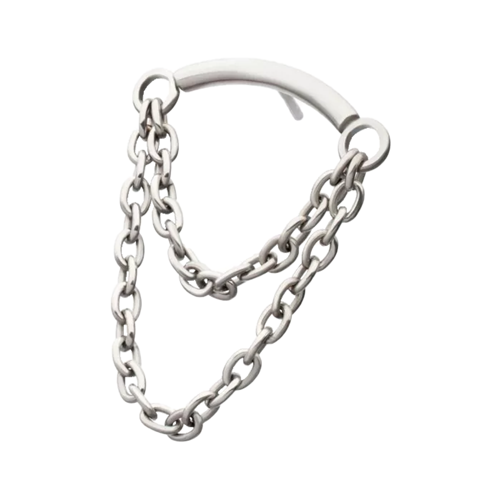 INVICTUS Titanium Curved Bar with Double Connecting Chain Threadless Attachment