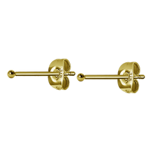 Load image into Gallery viewer, A pair of 24k gold PVD SS316L ball ear studs with 1.5mm balls on the front
