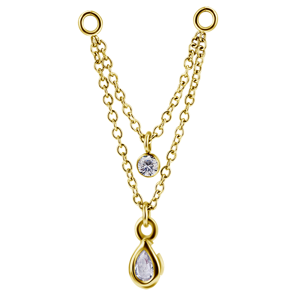 Connecting Chains with Bezel Set Cubic Zirconia