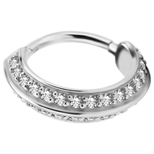 Load image into Gallery viewer, Slanted Double Row Premium Zirconia Hinged Ring
