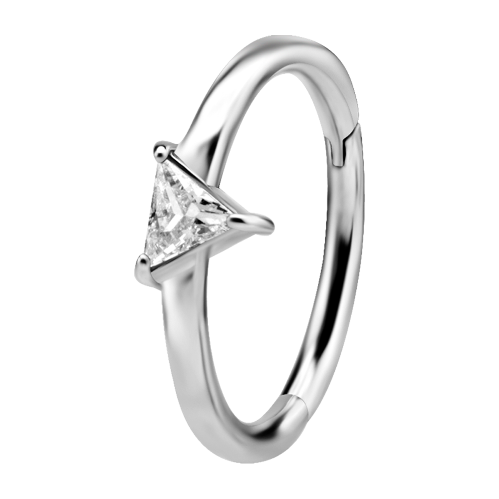 Triangle Cubic Zirconia Conch Hinged Ring