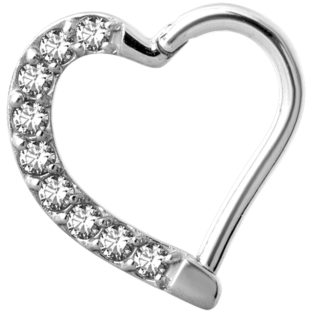 Jewelled Hinged Daith Heart - Right