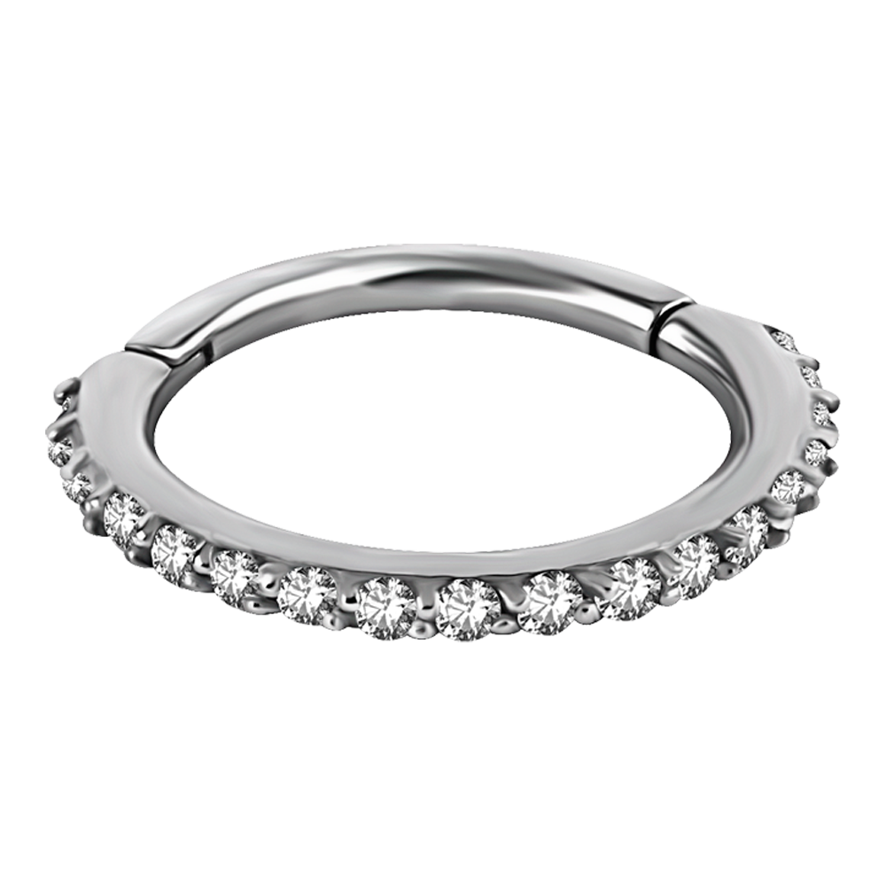 Titanium Cubic Zirconia Eternity Hinged Ring