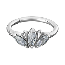 Load image into Gallery viewer, Lotus Marquise Cubic Zirconia Hinged Ring
