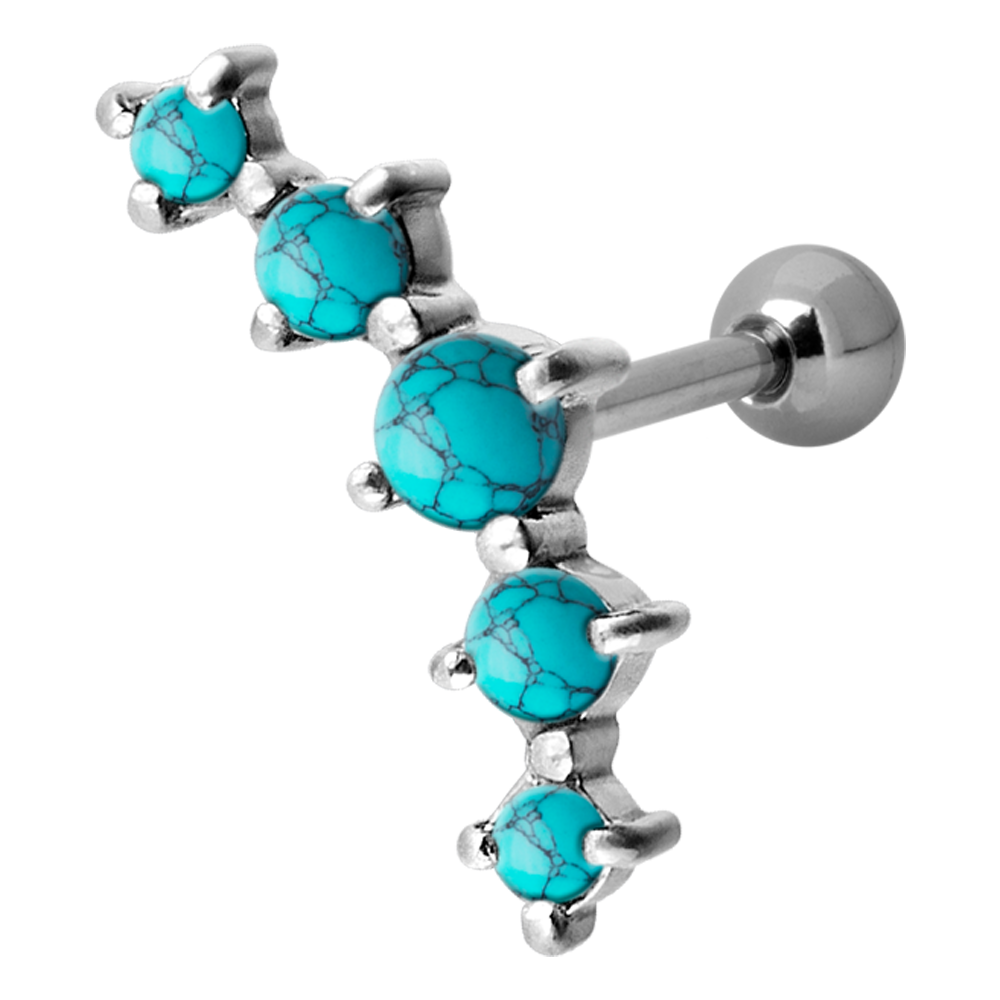 5 Jewelled Prong Set Turquoise Micro Barbell