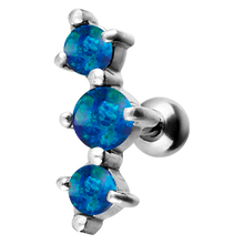 Load image into Gallery viewer, 3 Stone Prong Set Opal Micro Barbell
