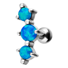 Load image into Gallery viewer, 3 Stone Prong Set Opal Micro Barbell
