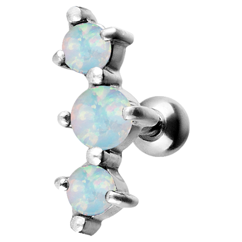 3 Stone Prong Set Opal Micro Barbell