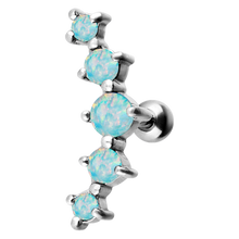 Load image into Gallery viewer, 5 Stone Prong Set Opal Micro Barbell
