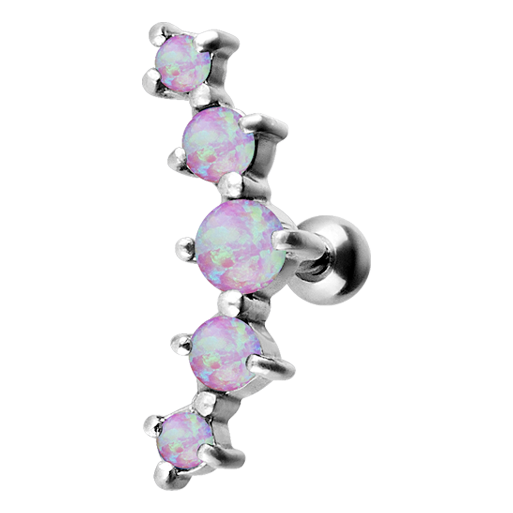 5 Stone Prong Set Opal Micro Barbell