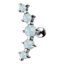 Load image into Gallery viewer, 5 Stone Prong Set Opal Micro Barbell
