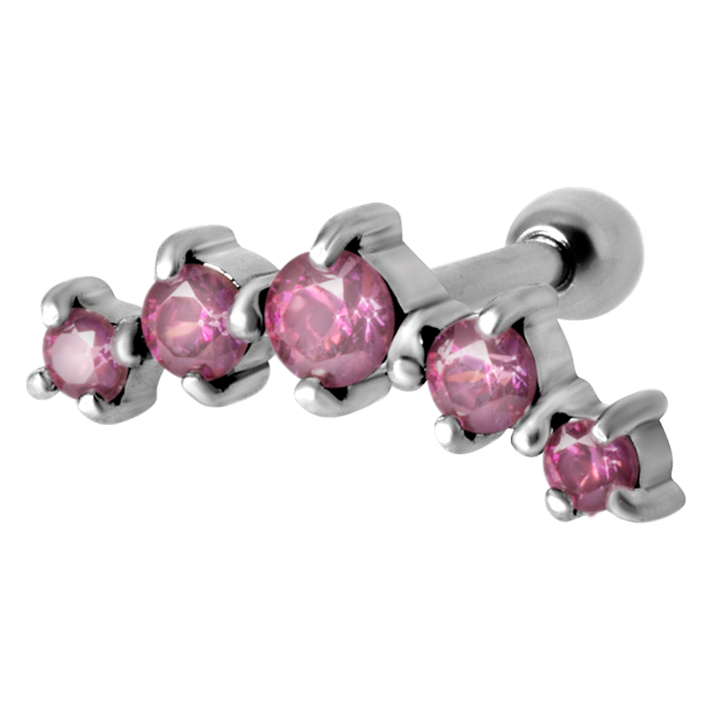 5 Jewelled Prong Set Micro Barbell