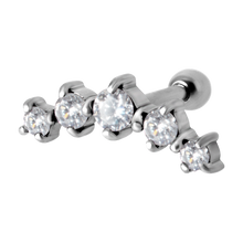 Load image into Gallery viewer, 5 Jewelled Prong Set Micro Barbell
