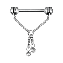 Load image into Gallery viewer, Nipple Bar with Premium Crystal Chain
