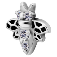 Load image into Gallery viewer, a jewelled bee internally threaded attachment made from surgical steel 
