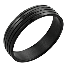 Load image into Gallery viewer, Black steel comfort band with four grooves 
