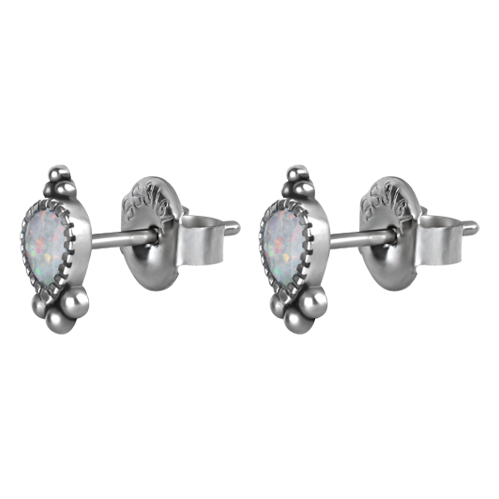 Ornate Ear Studs set with Opal