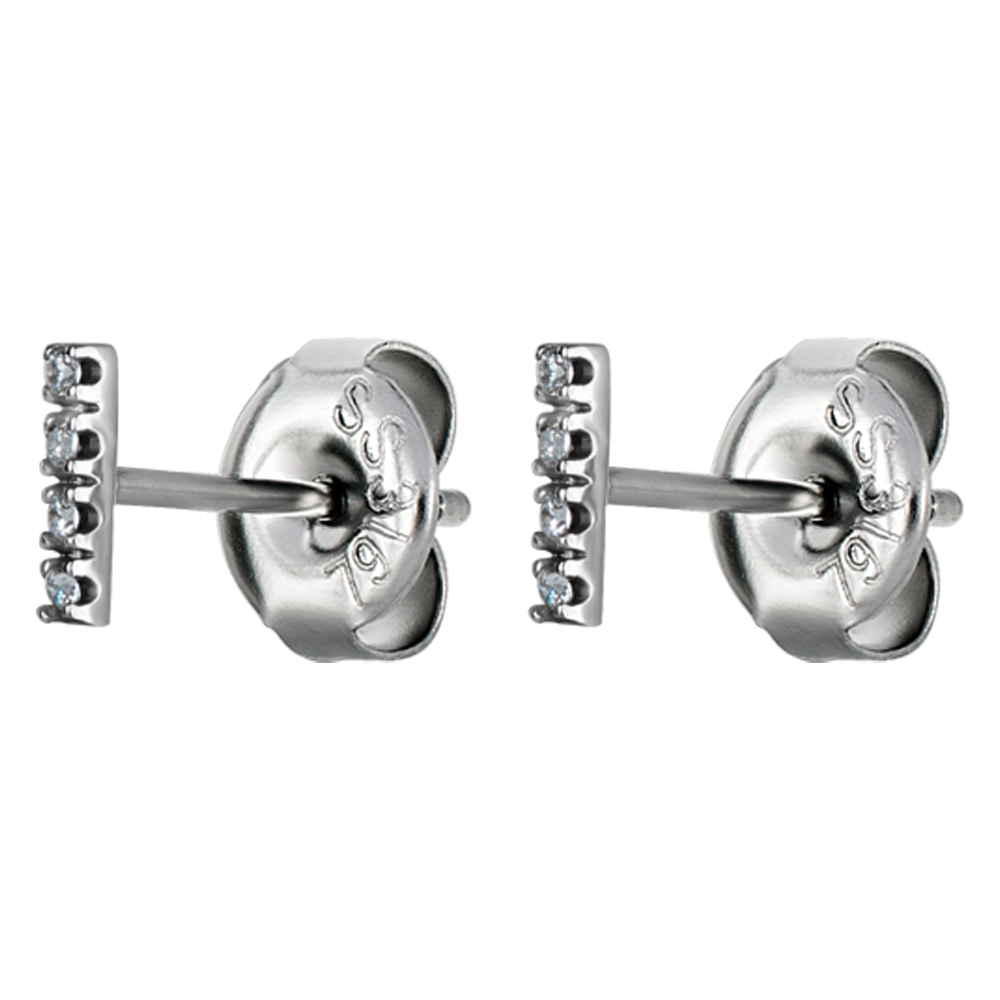 4 Stone Bar Ear Studs set with Cubic Zirconia