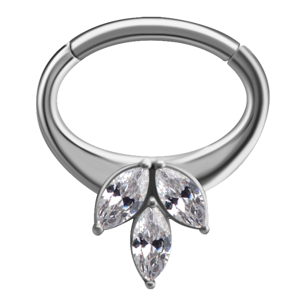 Oval Clicker set with Lotus Marquise Cubic Zirconia