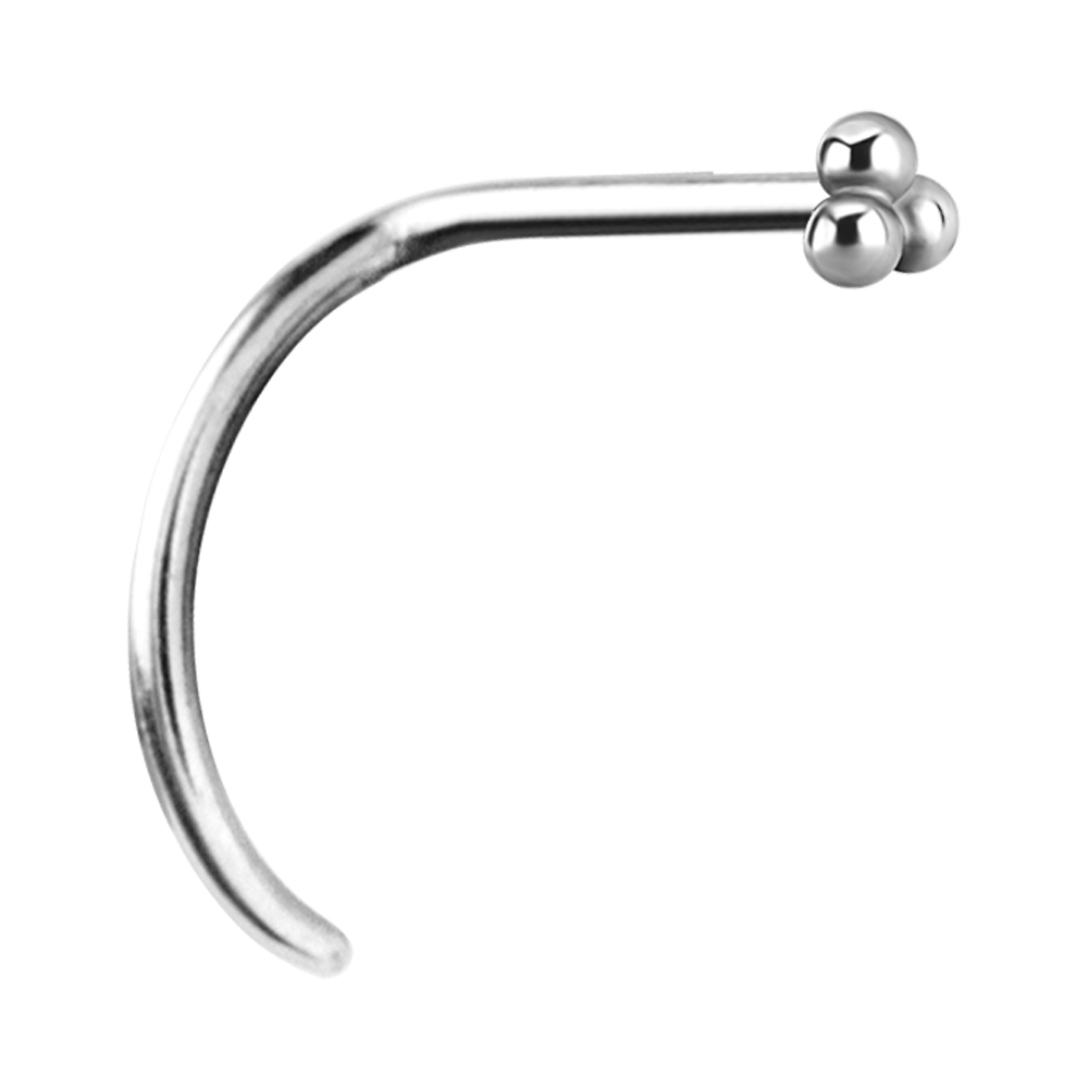 Tri-Ball Curved Nose Stud – Queen Of Steel