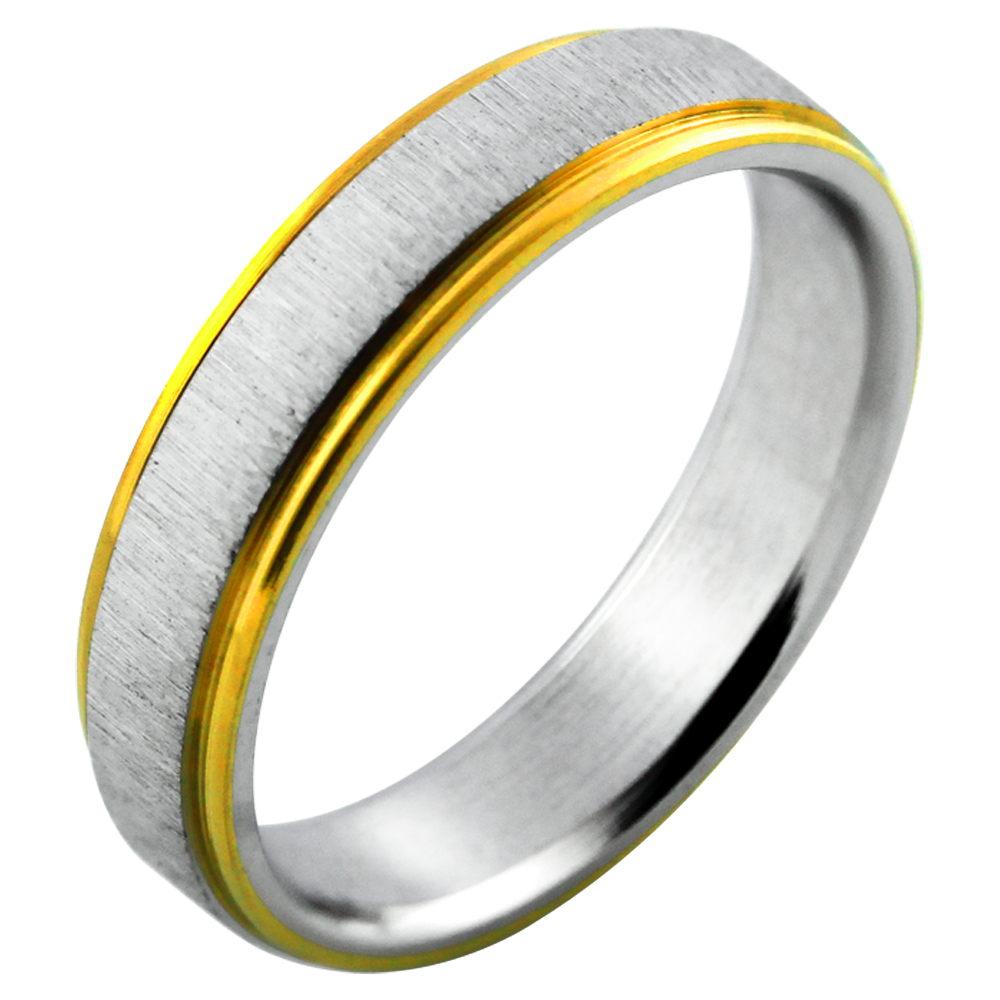 Gold Trim Brushed Steel Band