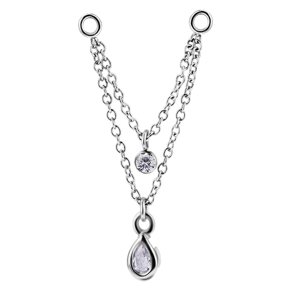 Connecting Chains with Bezel Set Cubic Zirconia