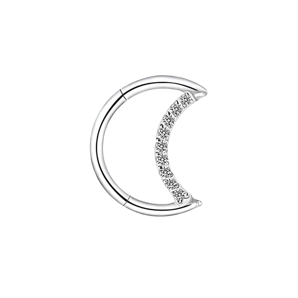 Titanium Moon Clicker set with Cubic Zirconias