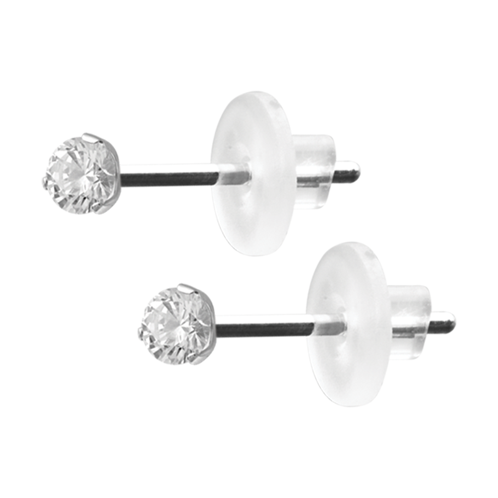 Round Prong Set Cubic Zirconia Ear Studs
